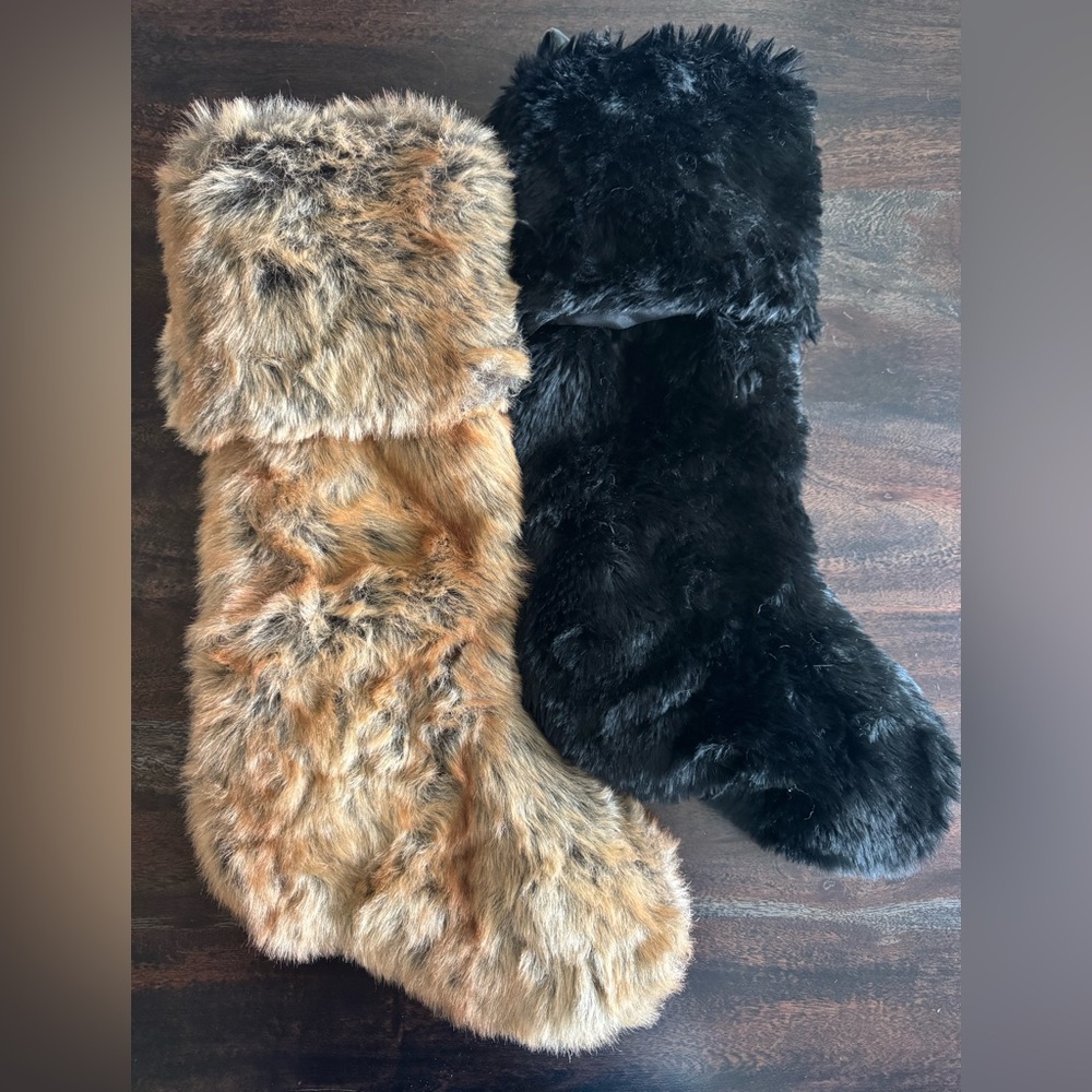Nicole Miller Brown and Black Faux Fur Stockings